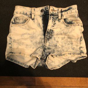 Acid washed jean shorts